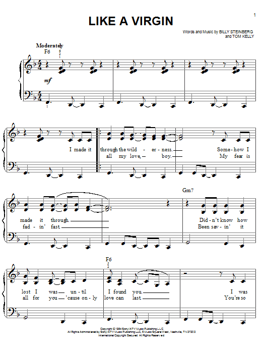 Madonna Like A Virgin sheet music notes and chords. Download Printable PDF.