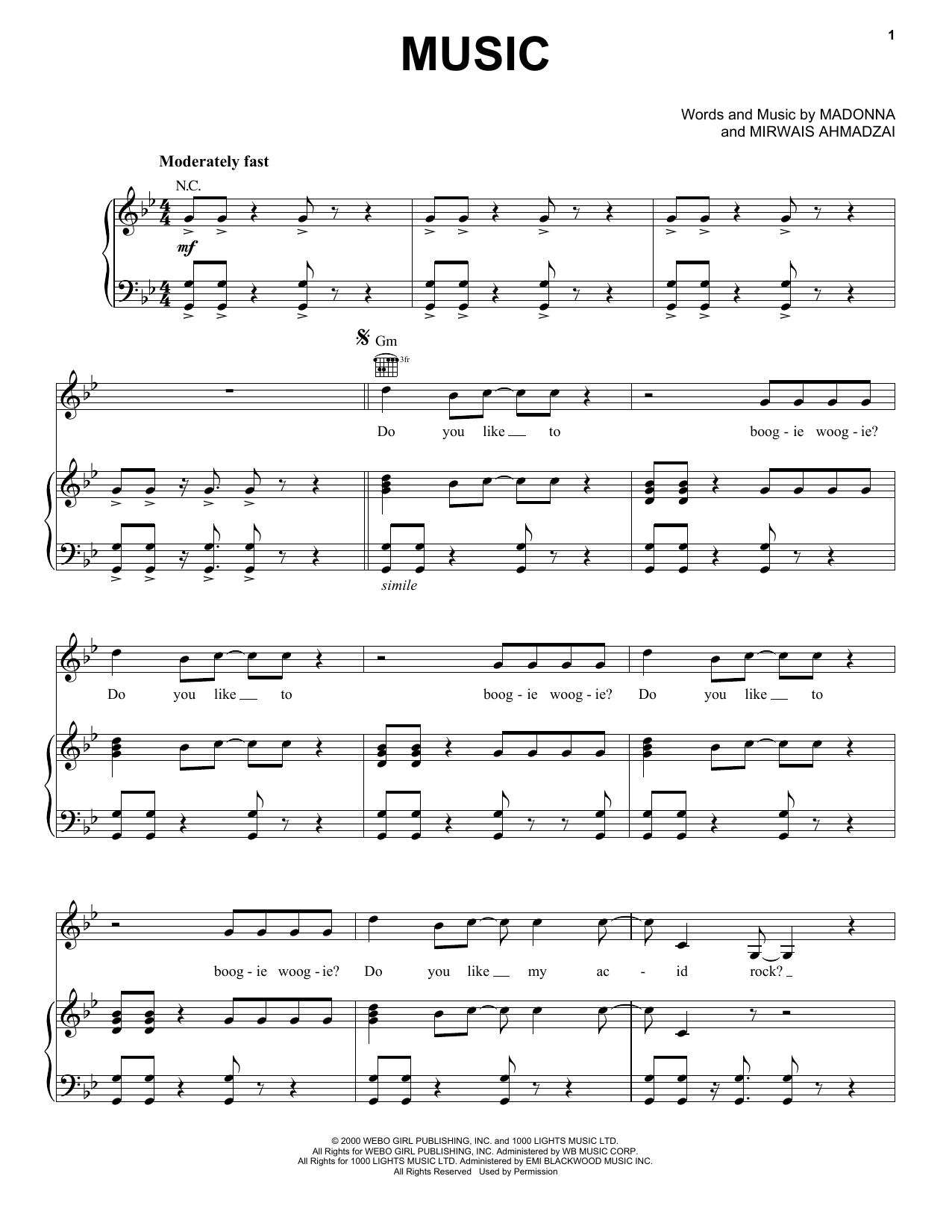 Madonna Music sheet music notes and chords. Download Printable PDF.