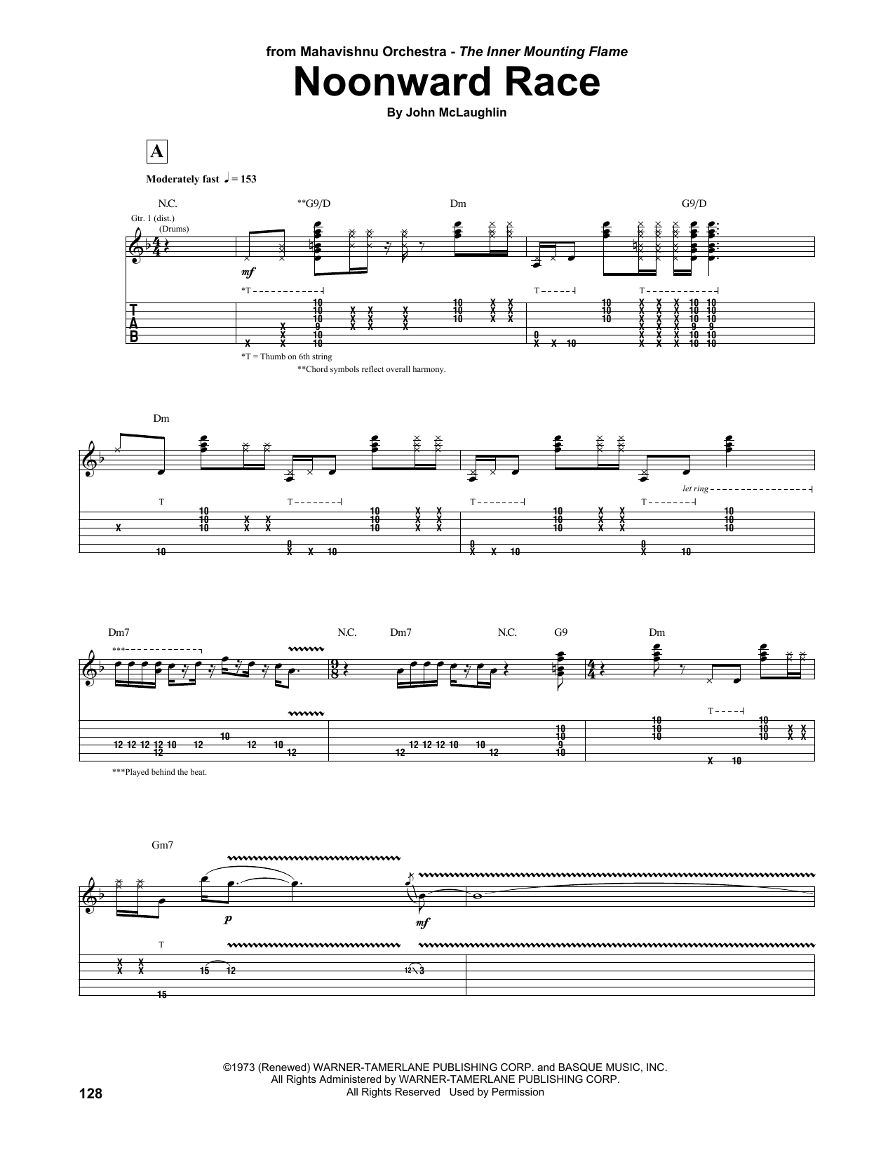 Mahavishnu Orchestra Noonward Race sheet music notes and chords. Download Printable PDF.