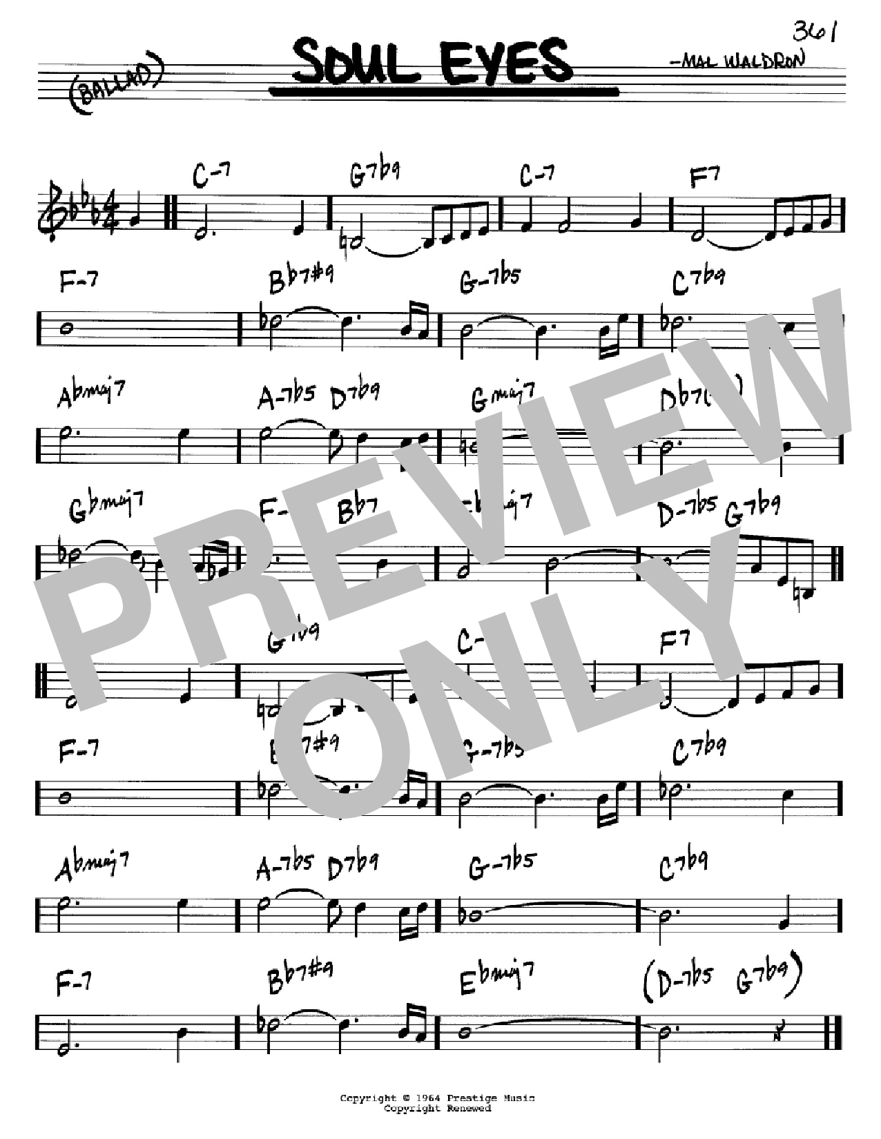 Mal Waldron Soul Eyes sheet music notes and chords. Download Printable PDF.