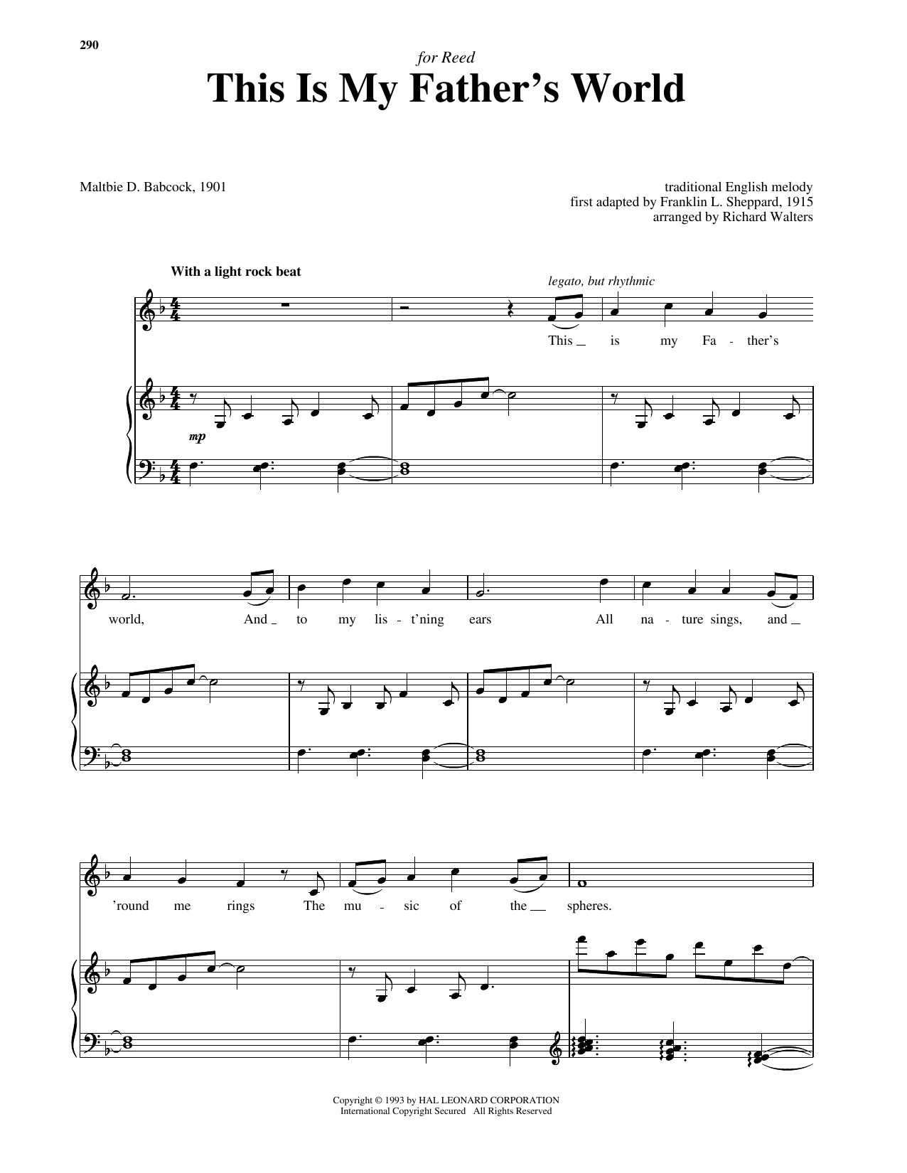 Maltbie D. Babcock This Is My Father's World sheet music notes and chords. Download Printable PDF.