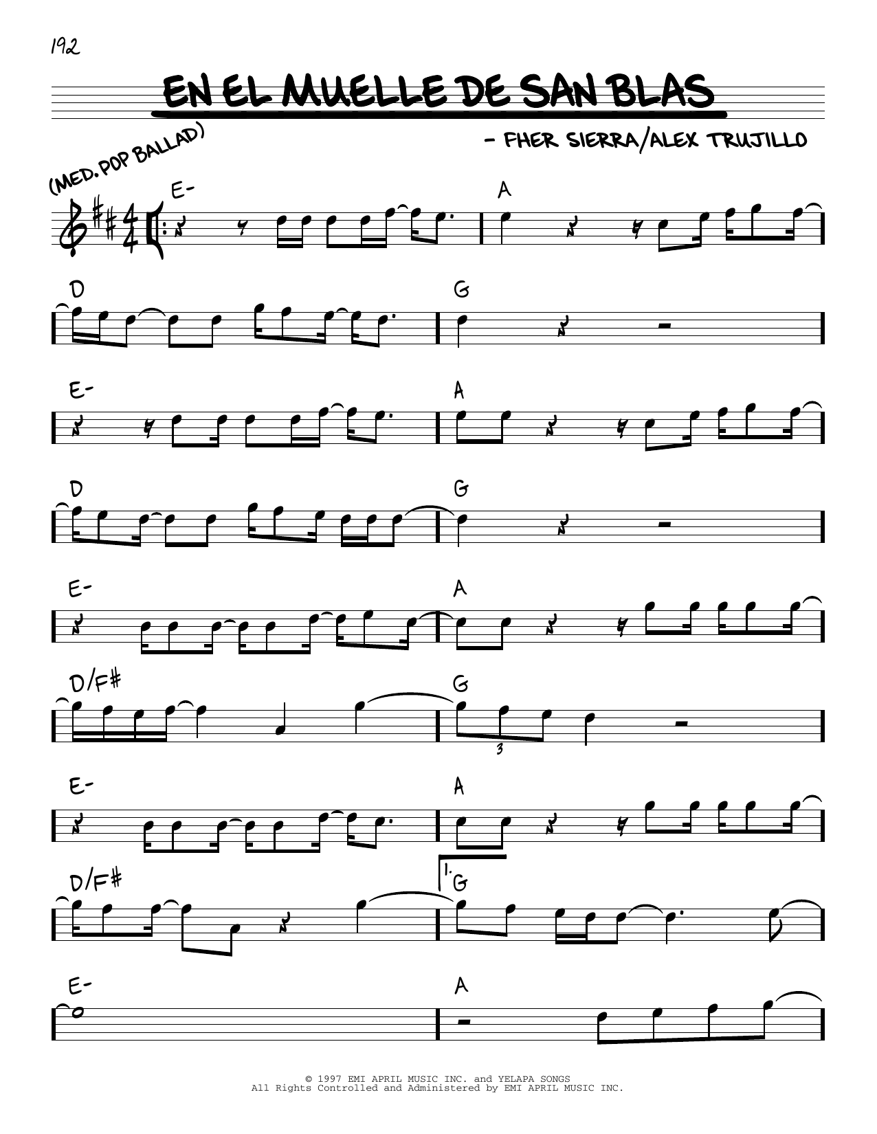 Learn to play Mana En El Muelle De San Blas sheet music for Real Book – Melody & Chords in minutes. Mana En El Muelle De San Blas sheet music notes and chords. Download Printable PDF.