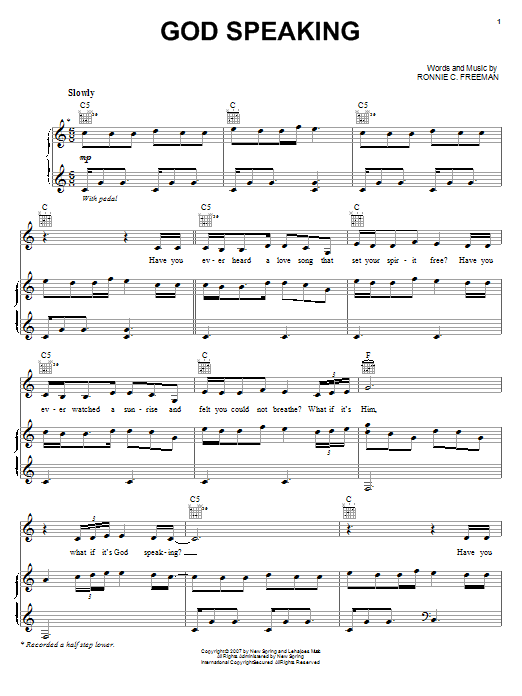 Mandisa God Speaking sheet music notes and chords. Download Printable PDF.