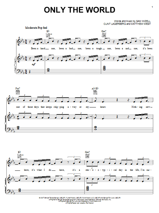 Mandisa Only The World sheet music notes and chords. Download Printable PDF.