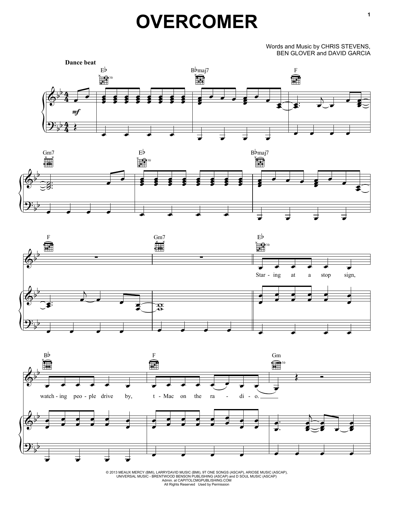 Mandisa Overcomer sheet music notes and chords. Download Printable PDF.