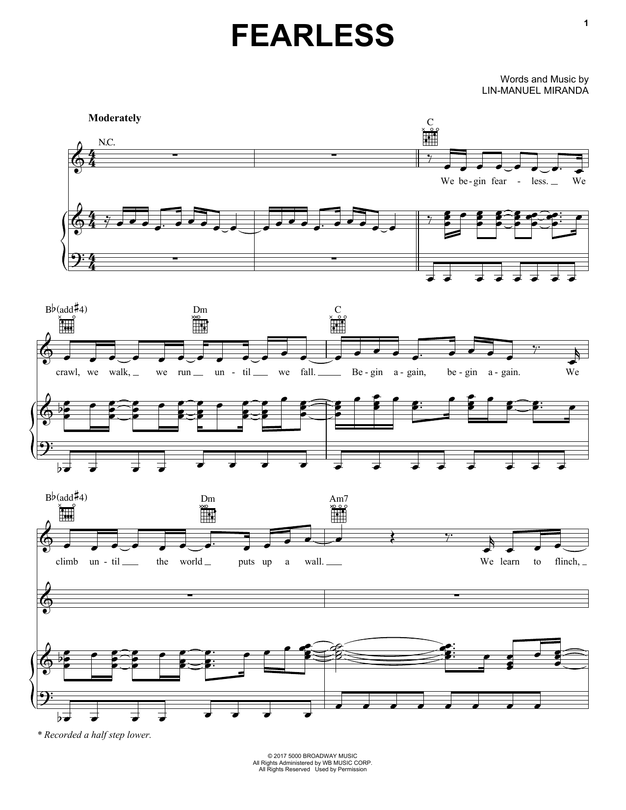 MUSICHELP Fearless Sheet Music (Piano Solo) in A Minor - Download & Print  - SKU: MN0208034