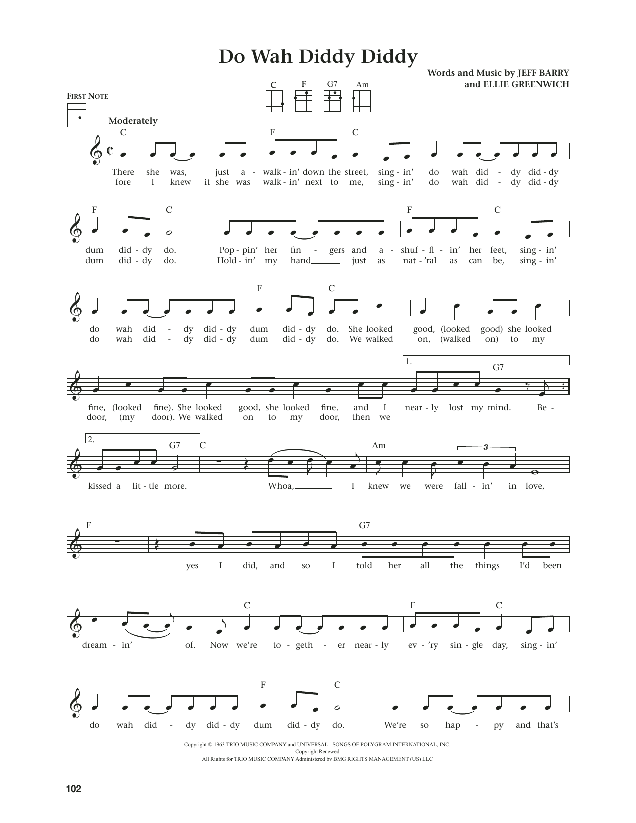 Manfred Mann Do Wah Diddy Diddy (from The Daily Ukulele) (arr. Jim Beloff) sheet music notes and chords. Download Printable PDF.