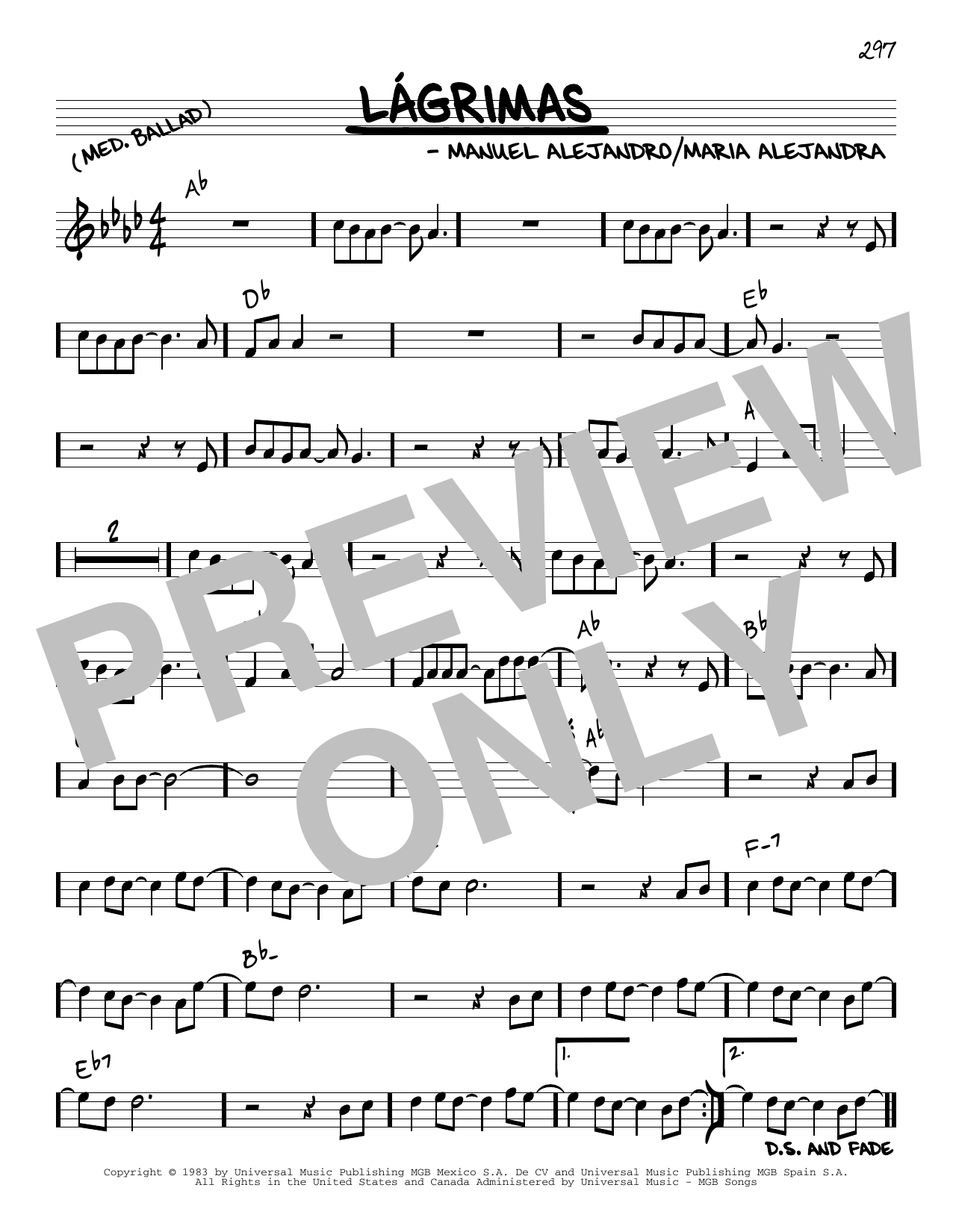 Manuel Alejandro Lágrimas sheet music notes and chords. Download Printable PDF.