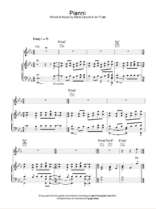 Mara Carlyle Pianni sheet music notes and chords. Download Printable PDF.