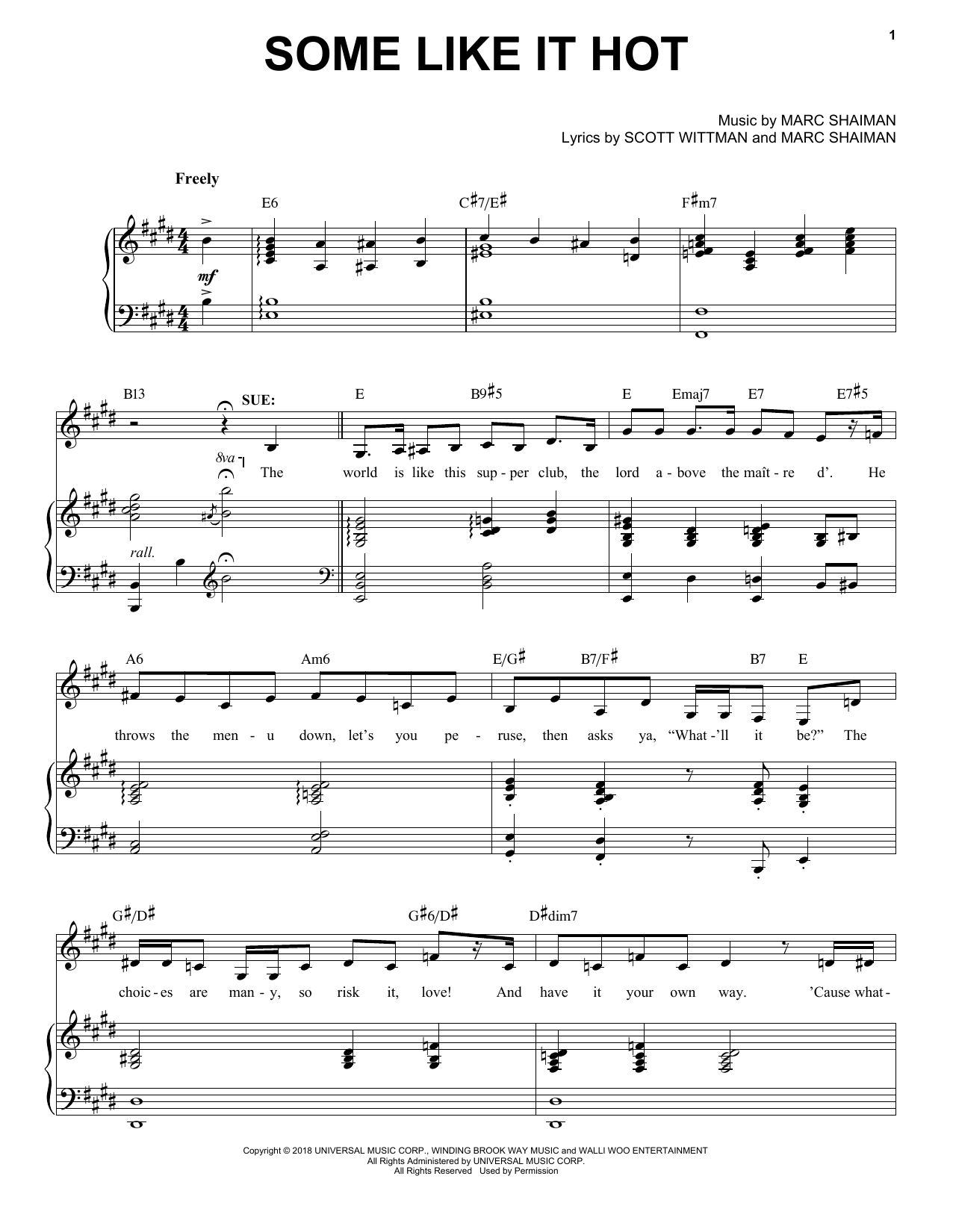 Marc Shaiman & Scott Wittman Some Like It Hot (from Some Like It Hot) sheet music notes and chords. Download Printable PDF.