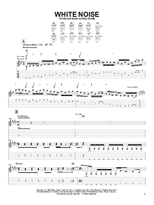 Marc Bonilla White Noise sheet music notes and chords. Download Printable PDF.