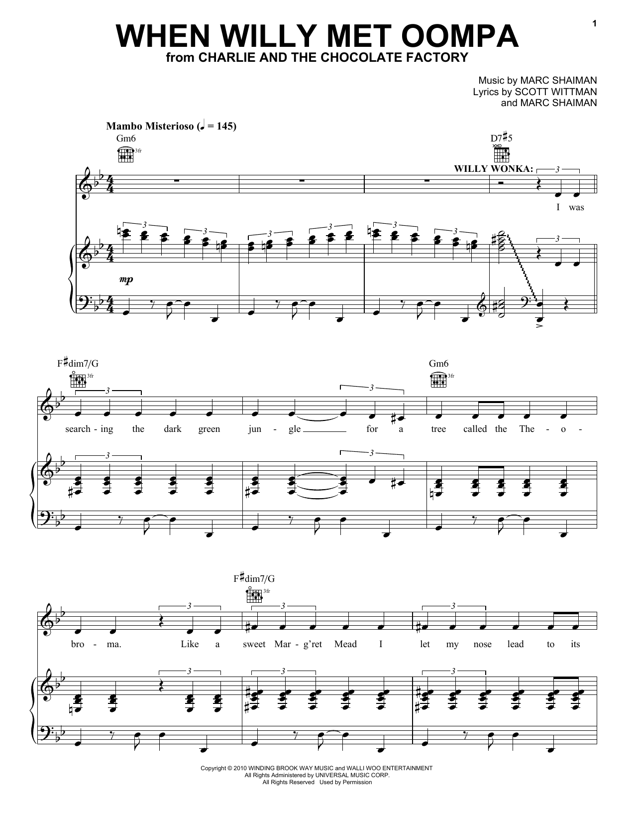 Learn to play Marc Shaiman When Willy Met Oompa sheet music for Piano & Vocal in minutes. Marc Shaiman When Willy Met Oompa sheet music notes and chords. Download Printable PDF.