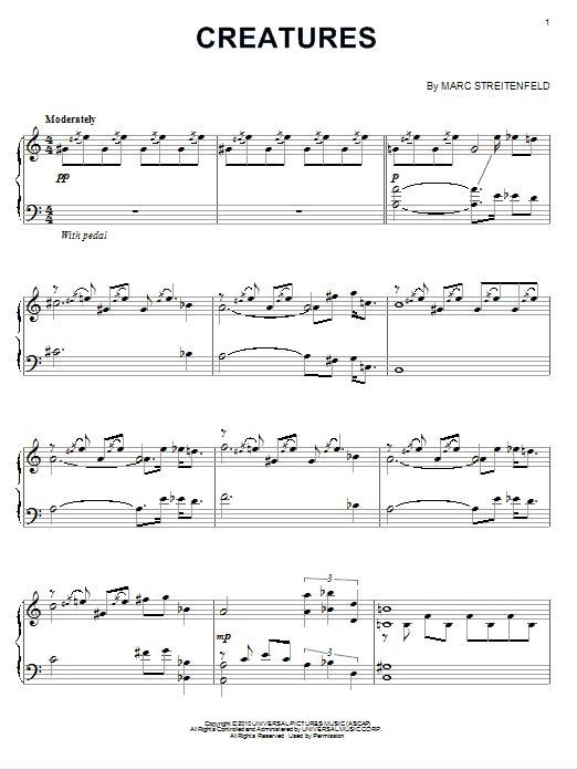 Marc Streitenfeld Creatures sheet music notes and chords. Download Printable PDF.