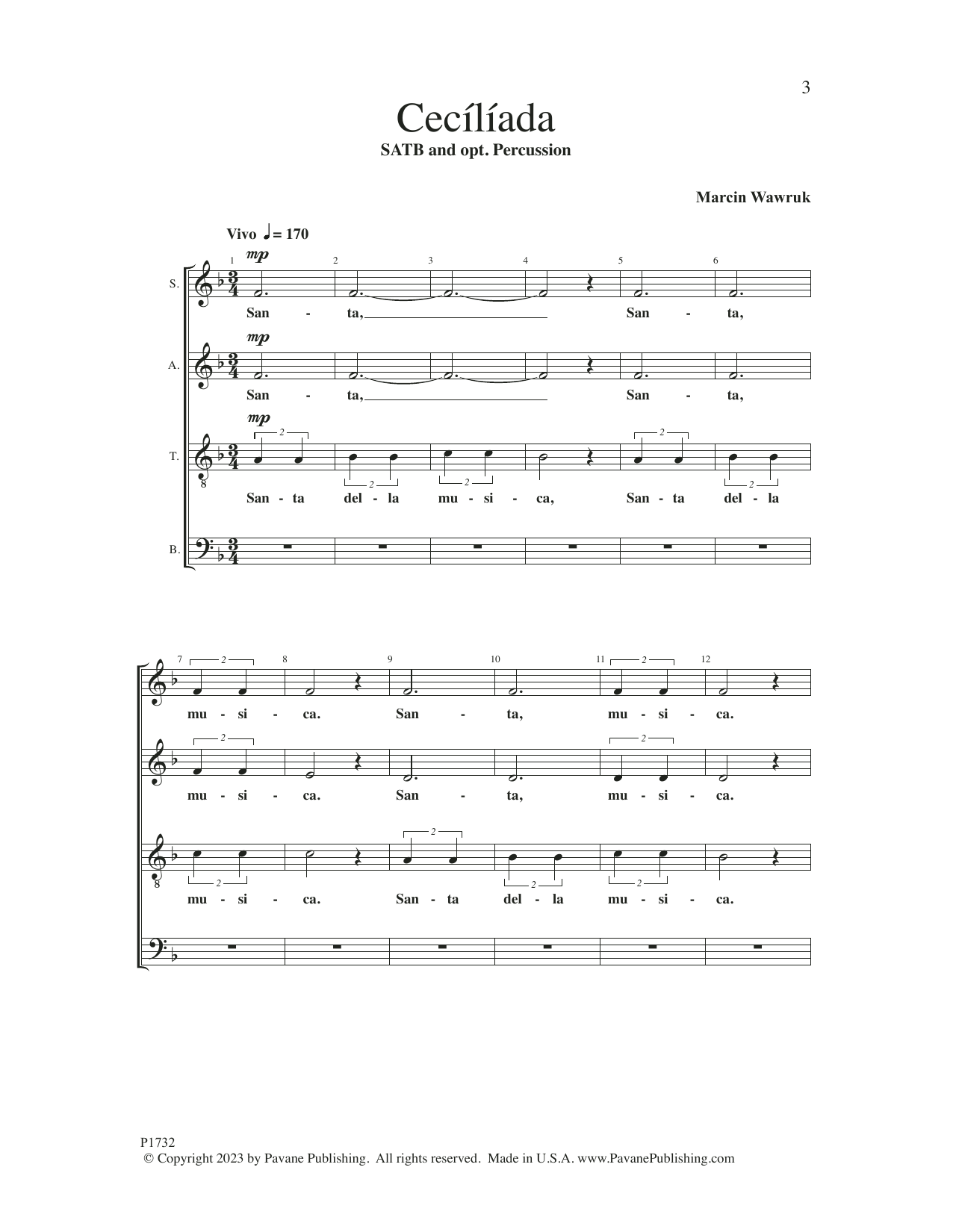 Marcin Wawruk Ceciliada sheet music notes and chords. Download Printable PDF.