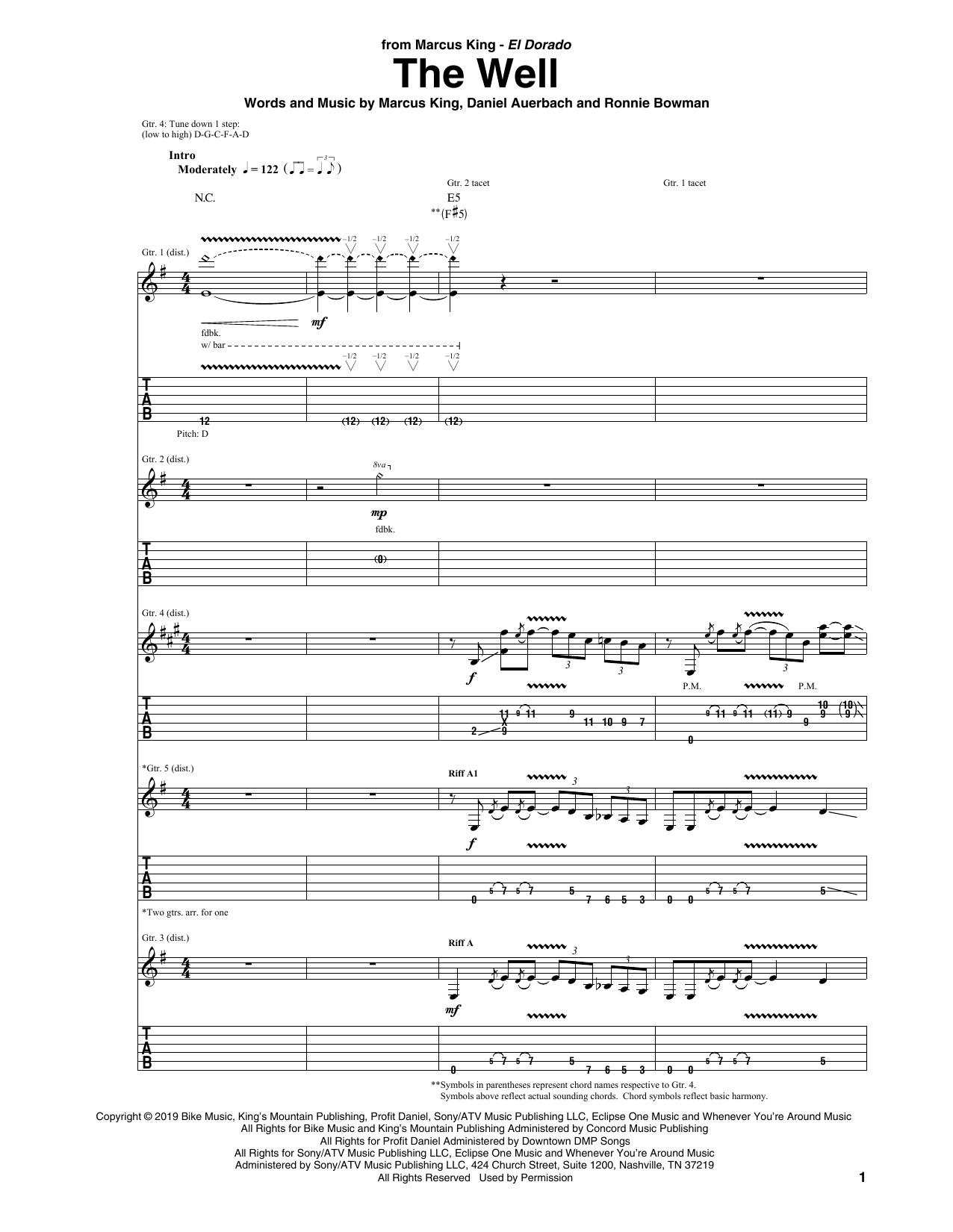 Marcus King The Well sheet music notes and chords. Download Printable PDF.