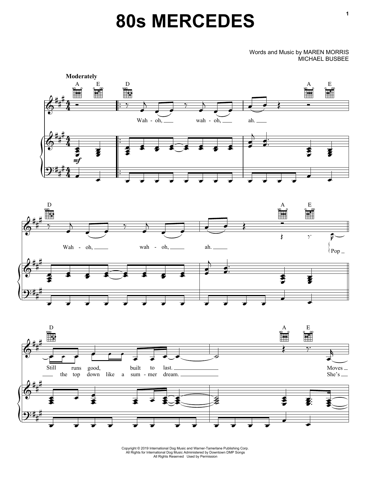 Maren Morris 80s Mercedes sheet music notes and chords. Download Printable PDF.