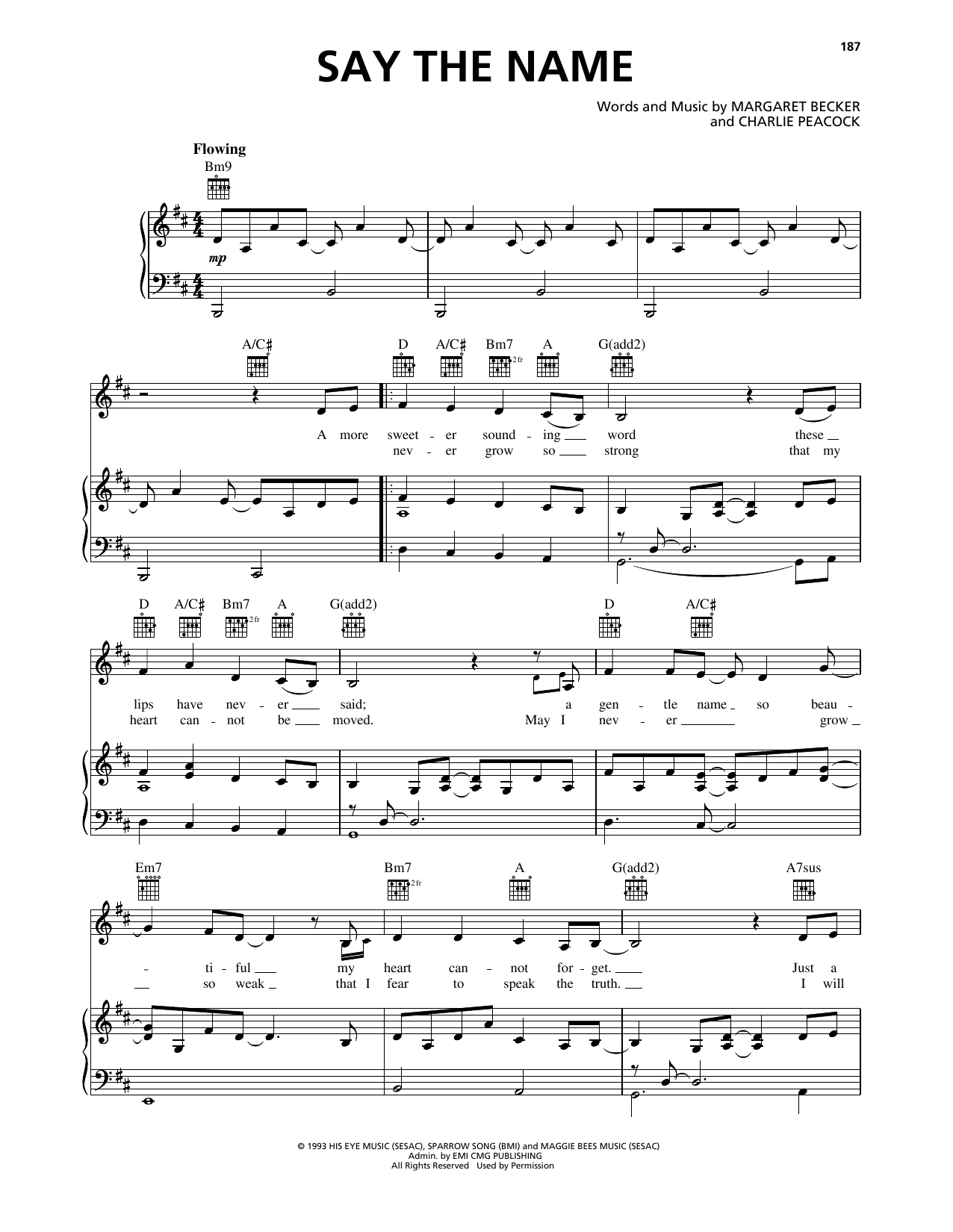 Margaret Becker Say The Name sheet music notes and chords. Download Printable PDF.