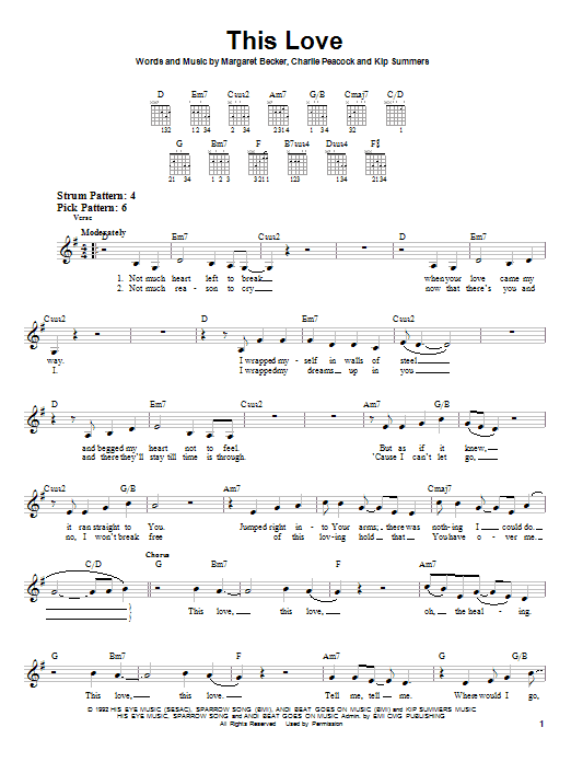 Margaret Becker This Love sheet music notes and chords. Download Printable PDF.