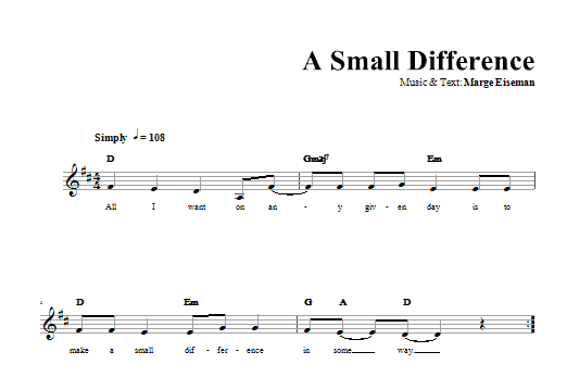 Marge Eiseman A Small Difference sheet music notes and chords. Download Printable PDF.