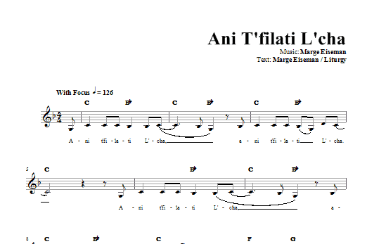 Marge Eiseman Ani T'filati L'cha sheet music notes and chords arranged for Lead Sheet / Fake Book