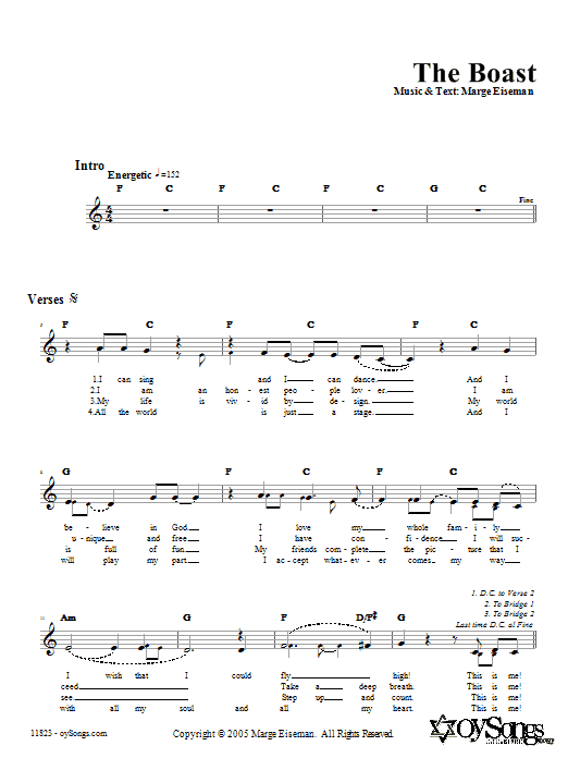 Marge Eiseman The Boast sheet music notes and chords. Download Printable PDF.