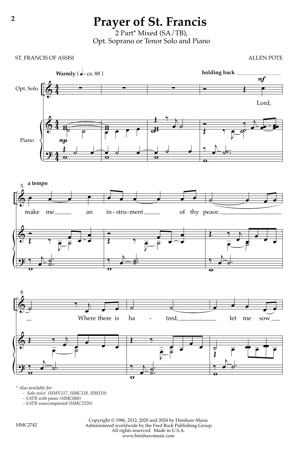 Learn to play Mari Esabel Valverde Prayer of St. Francis sheet music for Choir in minutes. Price: 3.9900$ Mari Esabel Valverde Prayer of St. Francis sheet music notes and chords arranged for Choir