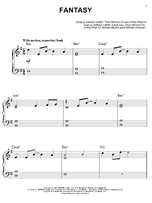 Mariah Carey Fantasy sheet music notes and chords. Download Printable PDF.