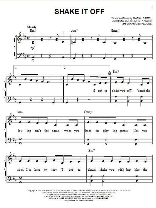 Mariah Carey Shake It Off sheet music notes and chords. Download Printable PDF.