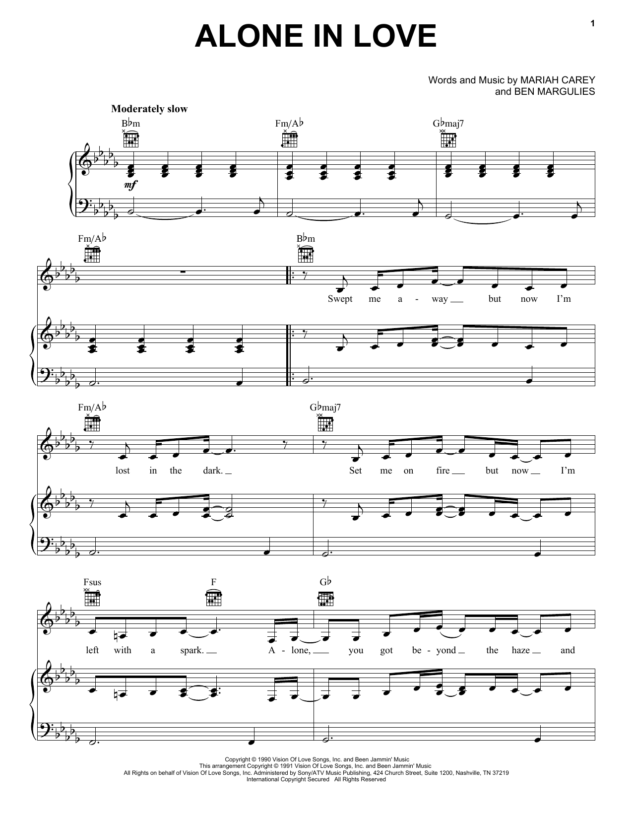 Mariah Carey Alone In Love sheet music notes and chords. Download Printable PDF.