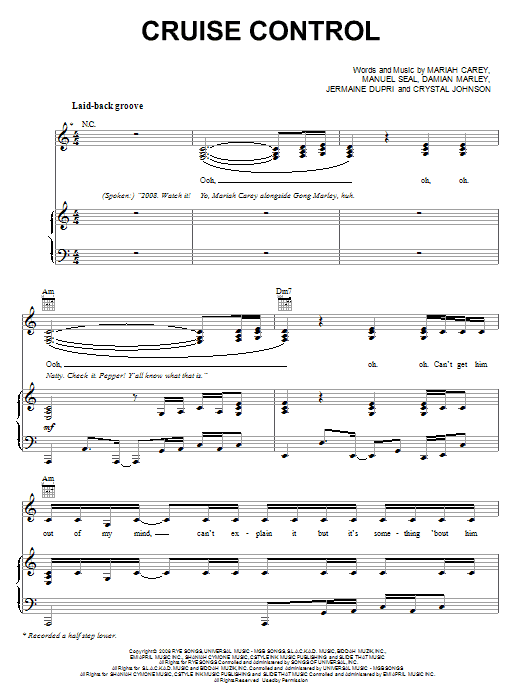 Mariah Carey Cruise Control sheet music notes and chords. Download Printable PDF.