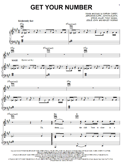 Mariah Carey Get Your Number sheet music notes and chords. Download Printable PDF.