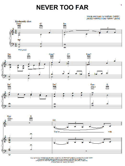 Mariah Carey Never Too Far sheet music notes and chords. Download Printable PDF.