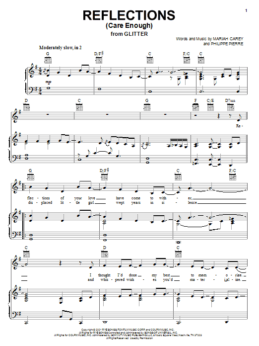 Learn to play Mariah Carey Reflections (Care Enough) sheet music for Piano, Vocal & Guitar (Right-Hand Melody) in minutes. Mariah Carey Reflections (Care Enough) sheet music notes and chords. Download Printable PDF.