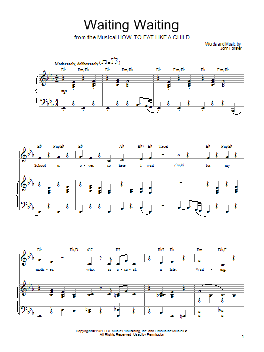 Mariann Cook Waiting Waiting sheet music notes and chords. Download Printable PDF.