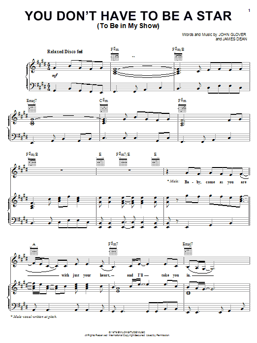 Marilyn Mccoo Billy Davis Jr You Don T Have To Be A Star To Be In My Show Sheet Music Pdf Notes Chords Pop Score Piano Vocal Guitar Right Hand Melody