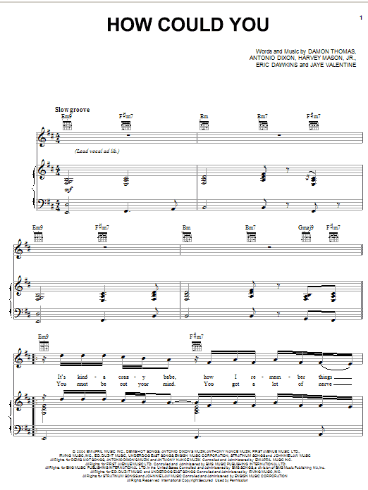 Mario How Could You sheet music notes and chords. Download Printable PDF.