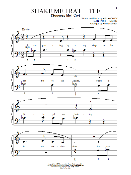 Learn to play Marion Worth Shake Me I Rattle (Squeeze Me I Cry) sheet music for Big Note Piano in minutes. Price: 6.9900$ Marion Worth Shake Me I Rattle (Squeeze Me I Cry) sheet music notes and chords arranged for Big Note Piano