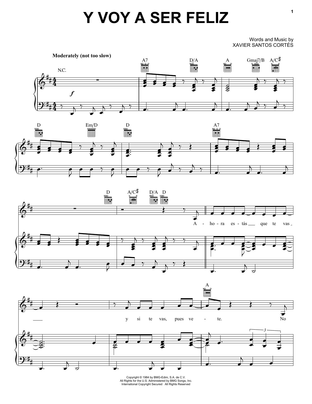 Marisela Y Voy A Ser Feliz sheet music notes and chords arranged for Piano, Vocal & Guitar Chords (Right-Hand Melody)