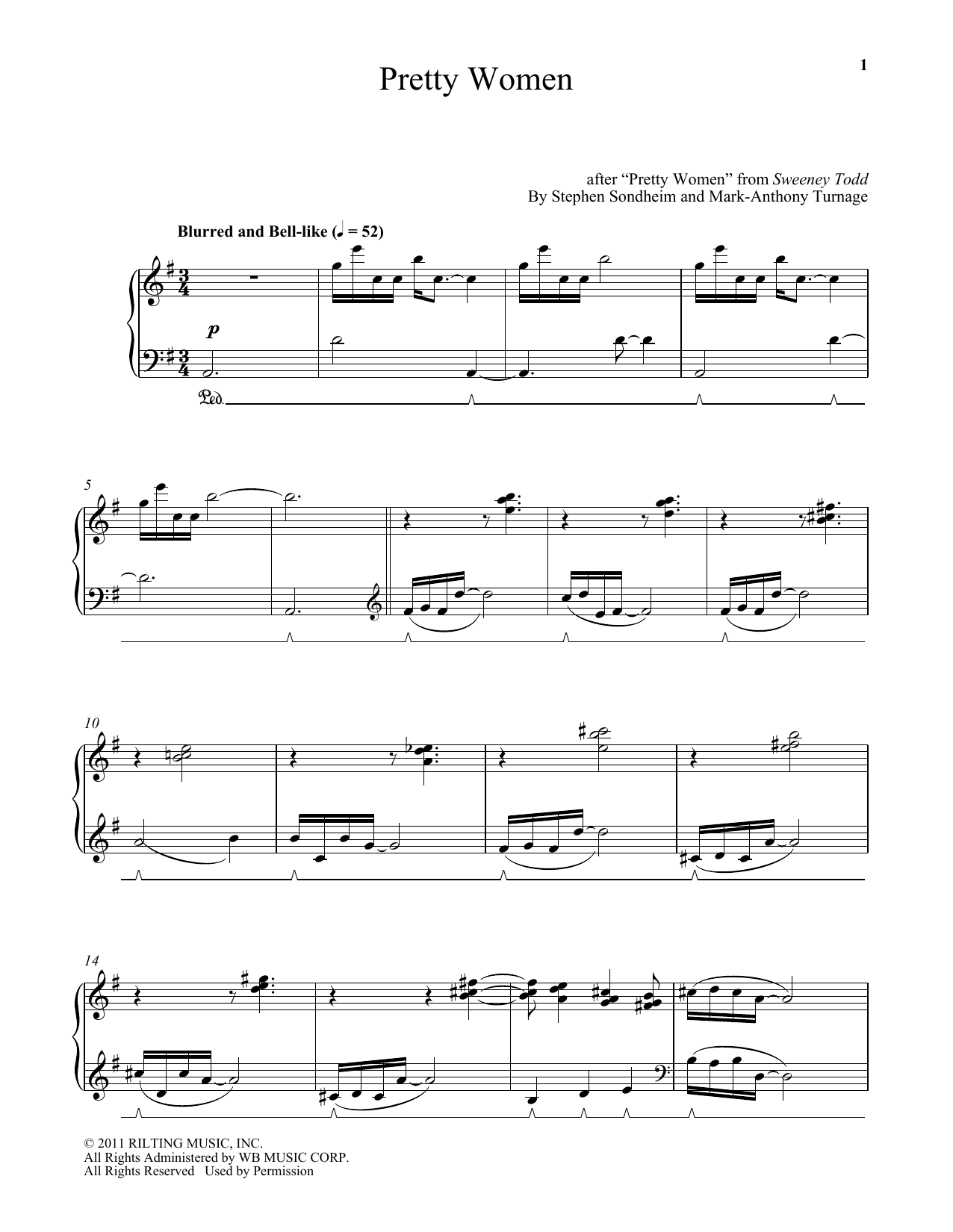 Mark-Anthony Turnage Pretty Women sheet music notes and chords. Download Printable PDF.