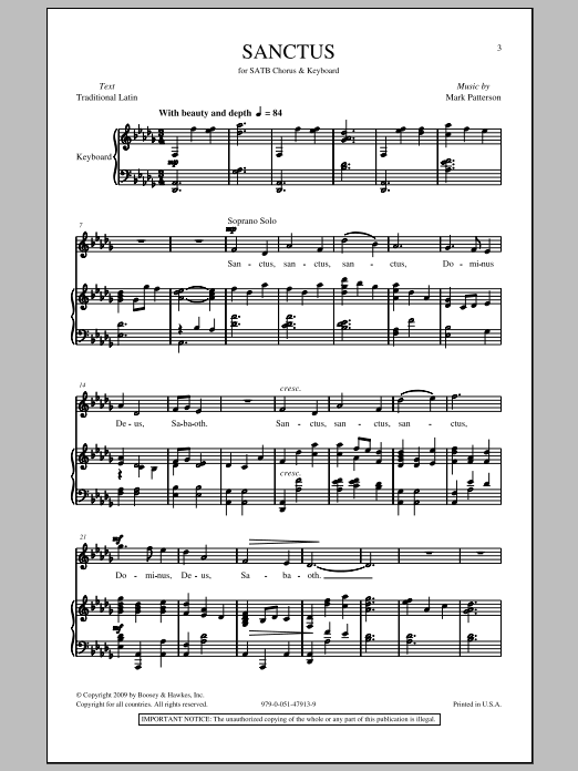 Mark Patterson Sanctus Sheet Music For Satb Choir Download Pdf 72053