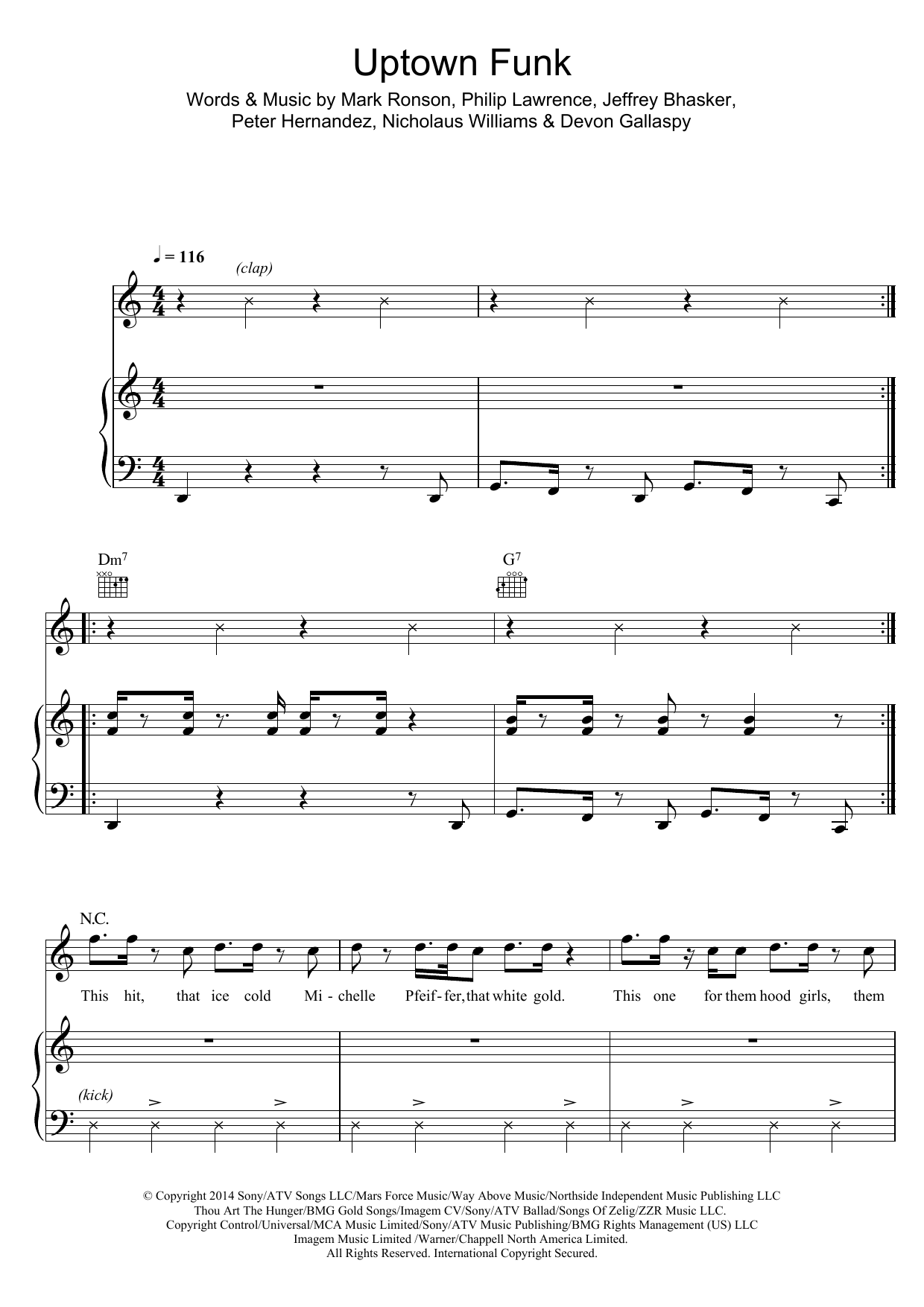 Mark Ronson Uptown Funk Feat Bruno Mars Sheet Music And Chords For Bass Guitar Tab Download