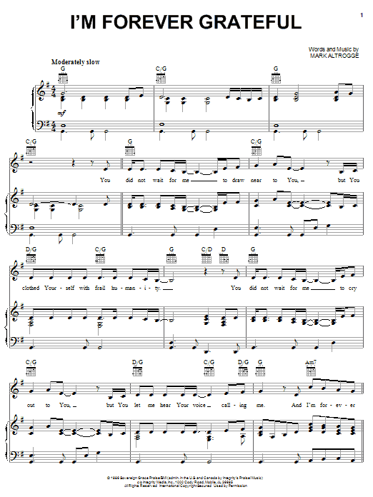 Mark Altrogge I M Forever Grateful Sheet Music Pdf Notes Chords Sacred Score Lead Sheet Fake Book Download Printable Sku 179302