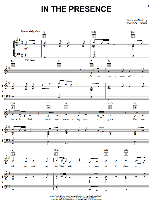 Mark Altrogge In The Presence sheet music notes and chords. Download Printable PDF.