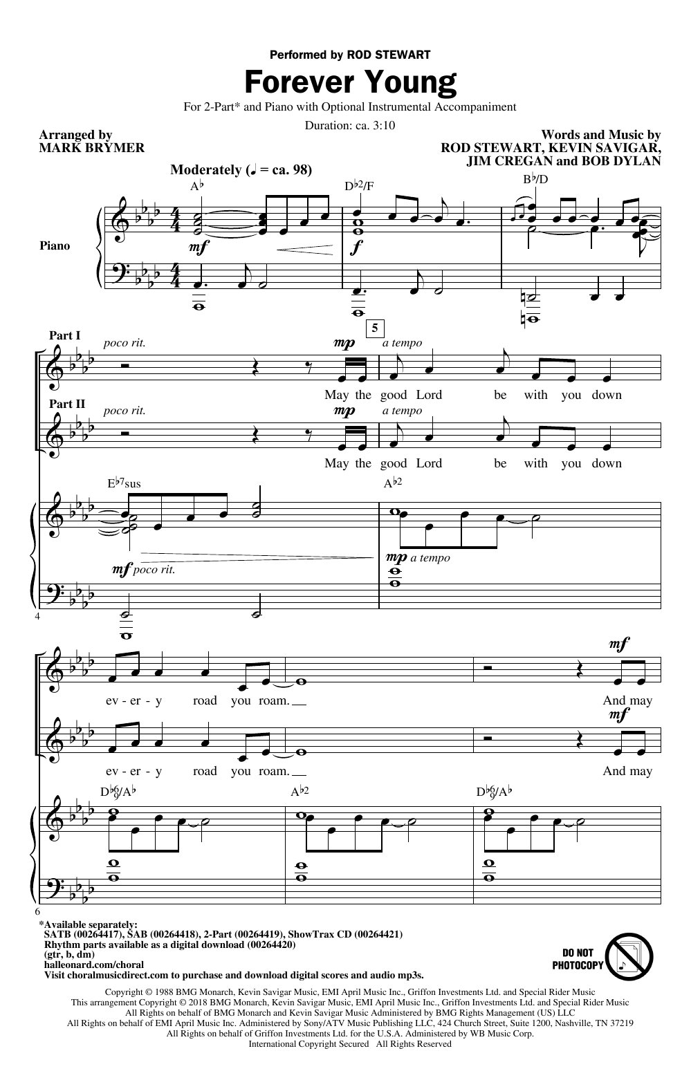 Mark Brymer "Forever Young" Sheet Music PDF Notes, Chords | Rock Score ...
