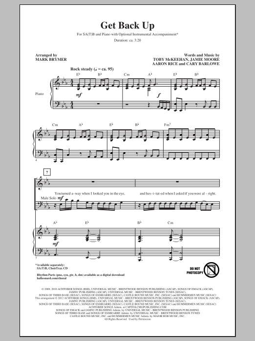 Mark Brymer Get Back Up sheet music notes and chords. Download Printable PDF.