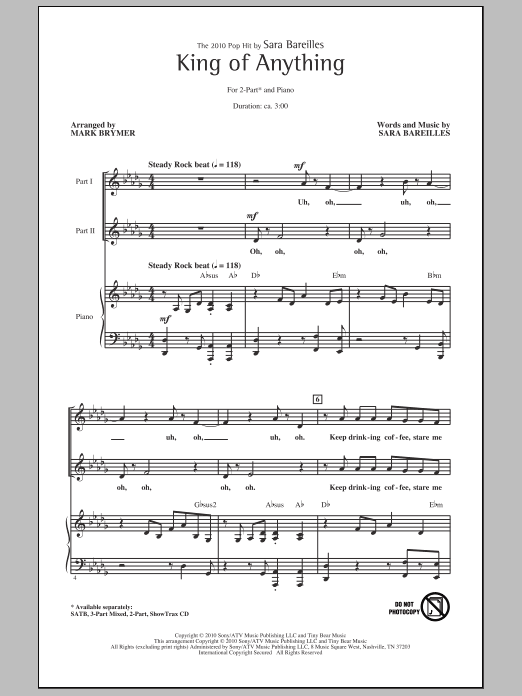 Mark Brymer King Of Anything sheet music notes and chords. Download Printable PDF.