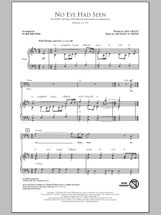 Learn to play Mark Brymer No Eye Had Seen sheet music for SSA Choir in minutes. Price: 3.9900$ Mark Brymer No Eye Had Seen sheet music notes and chords arranged for SSA Choir