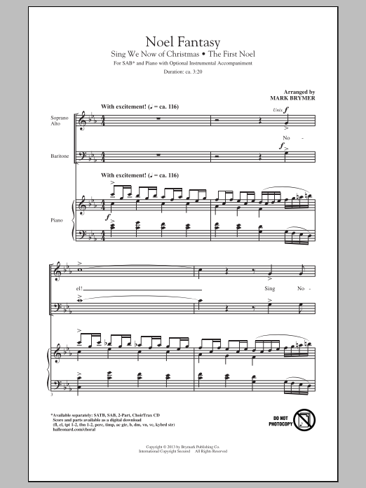 Mark Brymer Noel Fantasy sheet music notes and chords. Download Printable PDF.