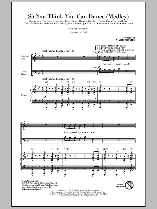 Learn to play Mark Brymer So You Think You Can Dance (Medley) sheet music for 3-Part Mixed Choir in minutes. Price: 3.9900$ Mark Brymer So You Think You Can Dance (Medley) sheet music notes and chords arranged for 3-Part Mixed Choir
