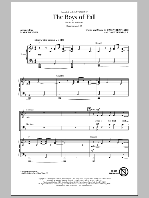Learn to play Mark Brymer The Boys Of Fall sheet music for 2-Part Choir in minutes. Price: 3.9900$ Mark Brymer The Boys Of Fall sheet music notes and chords arranged for 2-Part Choir